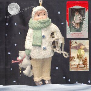 Hallmark A WINTER’S RIDE Boy Sled TeddyBear Ornament Memories of Christmas 2002